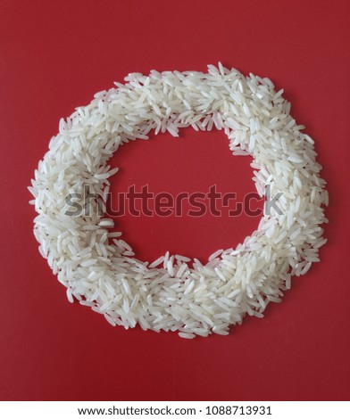 rice on red background
