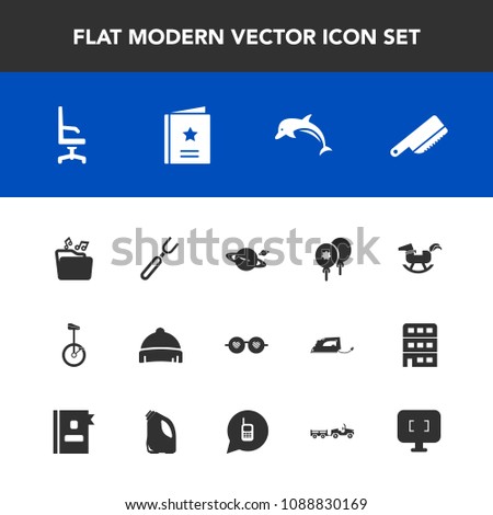 Modern, simple vector icon set with baby, home, file, knife, toy, interior, birthday, circus, fashion, spoon, kitchen, headwear, hat, favour, restaurant, comfortable, dolphin, nature, astronomy icons