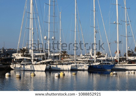 Luxury yachts moored in the port of Valencia Spain