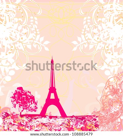  vintage retro Eiffel card