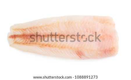 Raw fish fillet isolated on white background