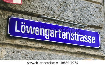 Typical street signs on the walls of the houses of the old city, Lucerne, Switzerland