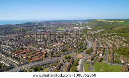 Aerial photography of Folkestone city, Kent, England