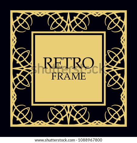 Vector ornate frame and ornaments. Template for invitations or announcements.