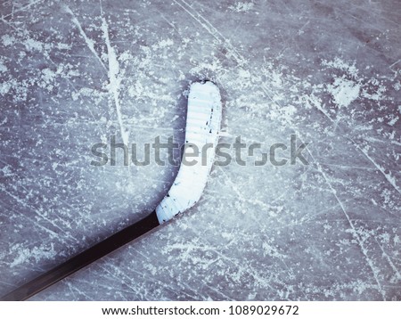 hockey stick on the ice texture background