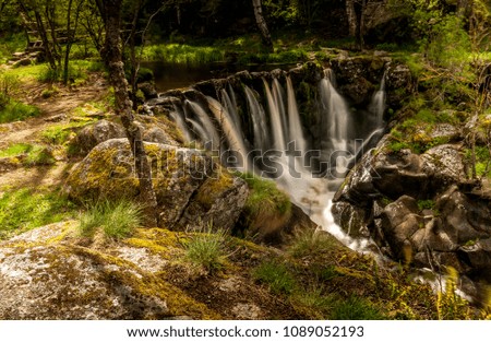 Long exposure photography of natural waterfall in Cevennes national park, Lozere district,France