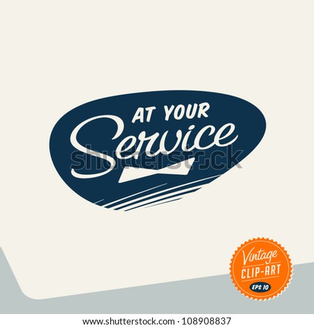 Vintage Clip Art - At Your Service - Vector EPS10