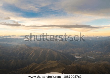 Aerial view of andean mountains near Cusco, in Peru
