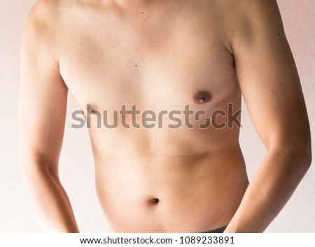 Little fat man body cloase up picture in body background
