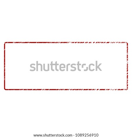 Rounded rectangle frame grunge textured template. Vector draft element with grainy design and dust texture in red color. Designed for overlay watermarks and rubber seal imitations.