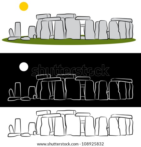 A drawing set of the Stonehenge landmark.