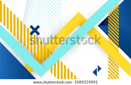 Vector abstract background texture design, bright poster, banner white background, yellow and blue stripes and shapes. Royalty-Free Stock Photo #1089259892