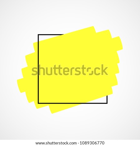 Highlighter permanent pen yellow hand drawn object. Bright hand drawings with scribbled solid lines in elegant black frame. Vector doodled illustration for business presentation or abstract logo Royalty-Free Stock Photo #1089306770