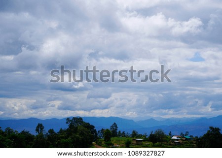 beautiful mountain rice field and blue sky 