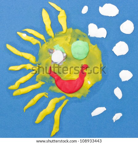 Painted Sun on blue background