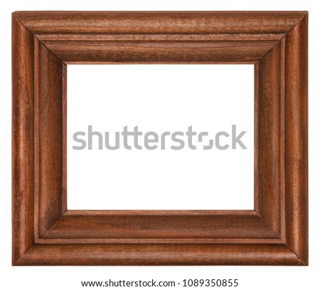 Brown carved picture wooden frame isolated on white background