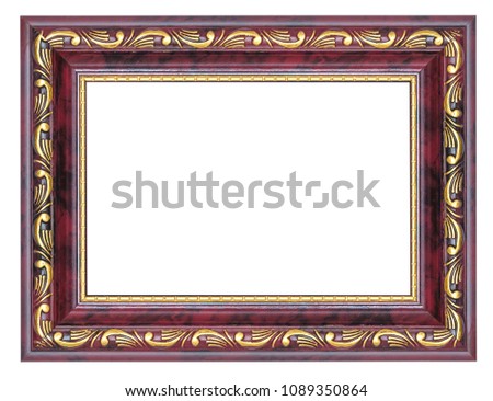 Purple picture frame with gilded pattern isolated on a white background