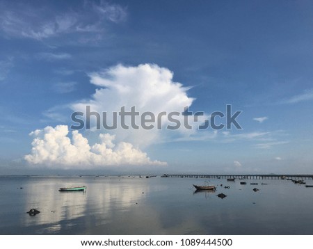 Sea and blue sky with cloud on summer season. Natural and landscape photo.
