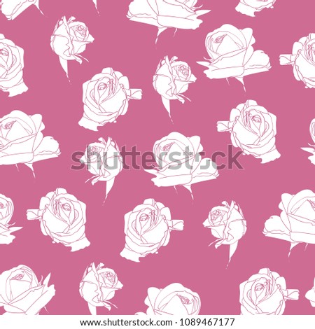 Seamless background with pink roses backdrop. Design greeting card and invitation of the wedding, birthday, Valentine s Day, mother s day, holiday, textile.