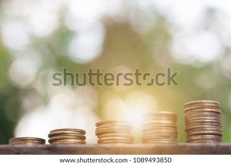Money coin stack growing business. Saving money concept