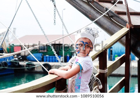 happy girl on pirate ship