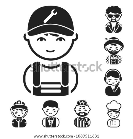 People of different professions black icons in set collection for design. Worker and specialist vector symbol stock web illustration.