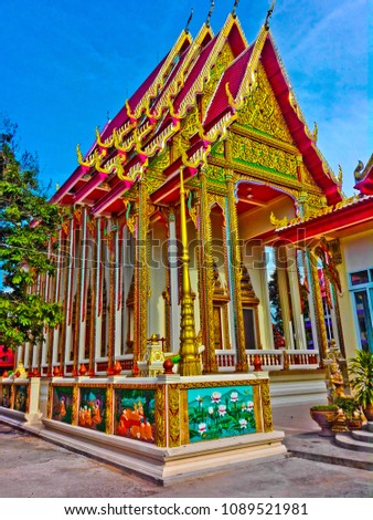 This picture is temple in Thailand the building so beautiful people in lacal area  go to pray  there.