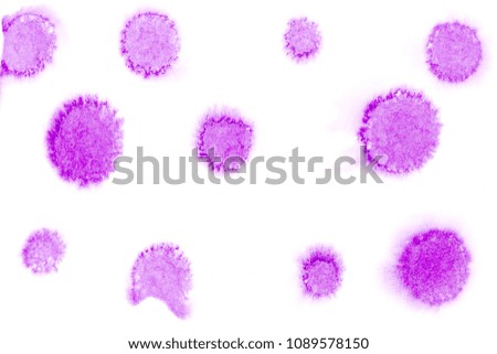 Texture of Artwork Set. The Abstract colorful watercolor painting art isolated on white background, Close up of brush strokes of paint. Color splashing in paper use for banner design. (violet, purple)