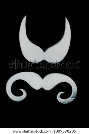 Set of Mustache on Black Background