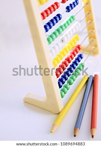 back to school educational abacus sitting on the table at play school no pepple stock photo