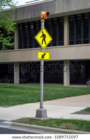 School Pedestrian Yellow Crossing Sign