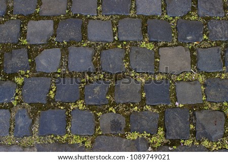 Old sidewalk paving stones background or texture.