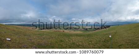 The Chalk Escarpment on the Ridgeway of White Horse Hill by the Bronze Age Hill Fort of Uffington Castle Part of the Berkshire Downs in Rural Oxfordshire, England, UK