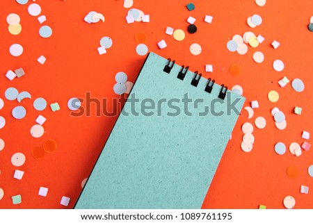 Note notebook orange sketchbook copybook blue holiday office paper color