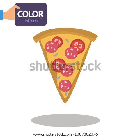 Slice of pizza color flat icon