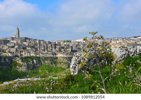 Italy, Basilicata, Matera, city of stones, Unesco heritage, capital of European culture 2019.  Panorama from the Belvedere. (photo with post-production)      