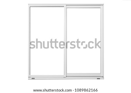 White metal window frame isolated on white background