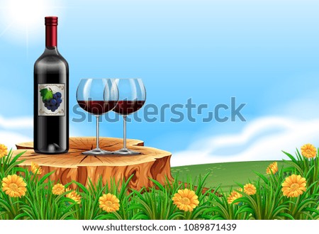 Red Wine in Nature Scene illustration
