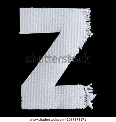 English alphabet. Letter Z. White canvas on a black background
