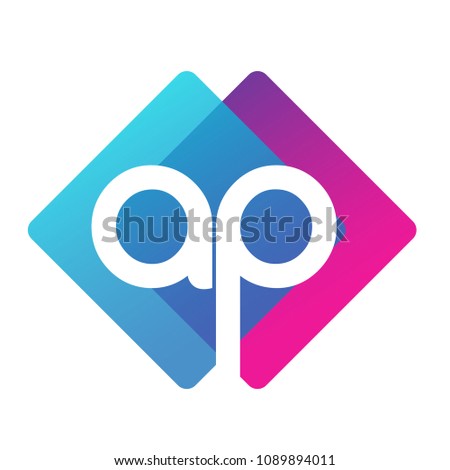 Letter AP logo with colorful geometric shape, letter combination logo design for creative industry, web, business and company.