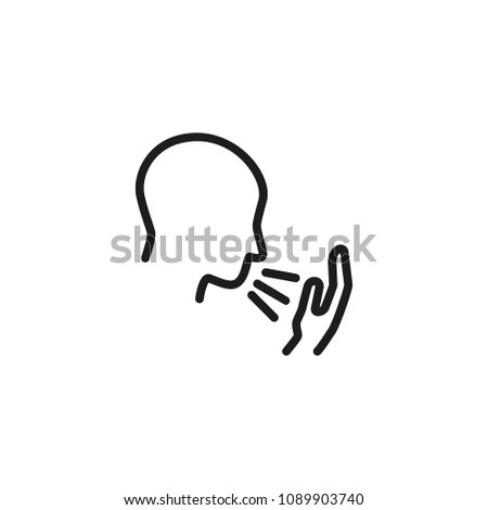 Phlegm in throat. Flat thin line illustration. Man coughing, sneezing, pneumonia. Flu and symptoms concept. For health, medicine, illness Royalty-Free Stock Photo #1089903740
