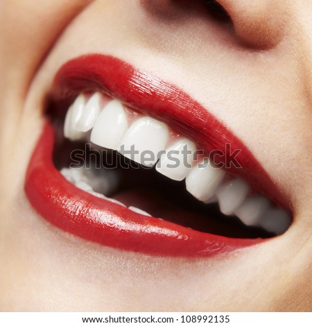 Woman smile. Teeth whitening. Dental care. Royalty-Free Stock Photo #108992135