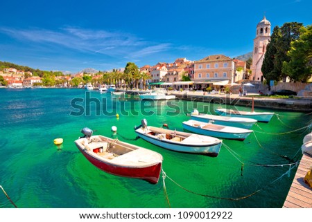 Turquoise waterfront of Cavtat view, Town in south Dalmatia, Croatia Royalty-Free Stock Photo #1090012922