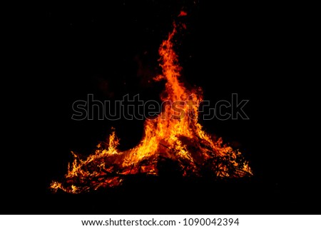 Bonfire Works with graphic creators. on black background light, The collection of fire. Suitable for use in the design, editing, decoration, use on both print and website. Royalty-Free Stock Photo #1090042394