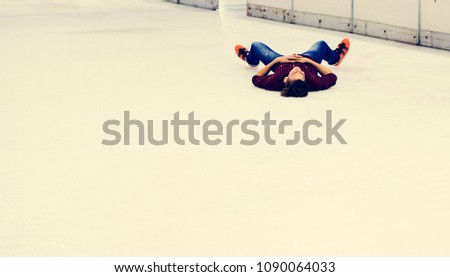 Boy having fun with ice skate
