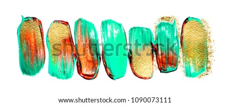 Turquoise lagoon. Art and Gold. Trendy color with golden paint and glitters.  A painting for the wall. Very beautiful abstract rich painting. 

