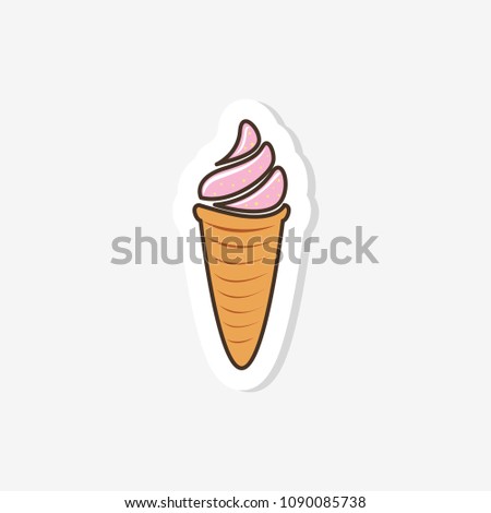 A bright ice cream in the style of pop art. Vector illustration. Fashionable design of clothes for girls. Sticker, badge, patch.
