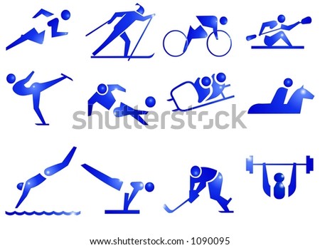 Sport Symbol Icons in Blue