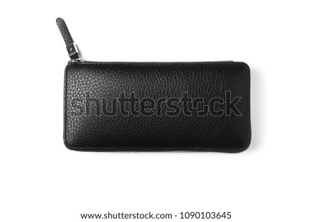 Male black leather purse isolated on white