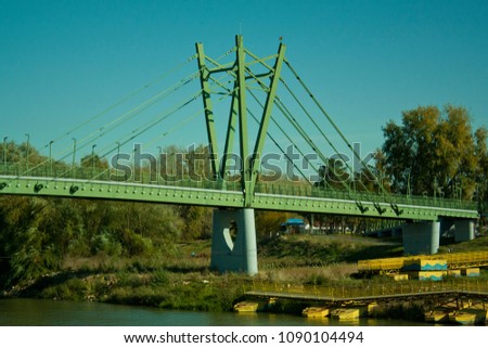 Crossing the river bridge 